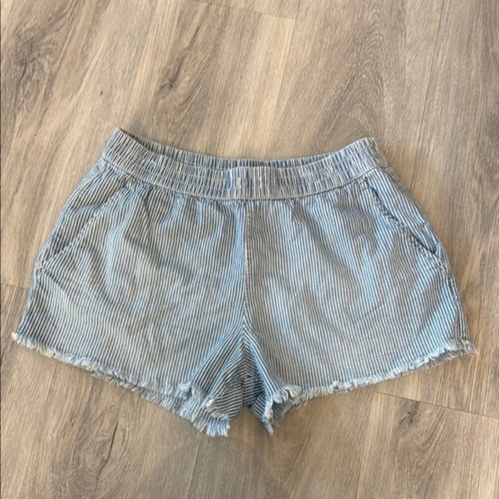 Aerie Blue Jean Shorts with Frayed Hem size small